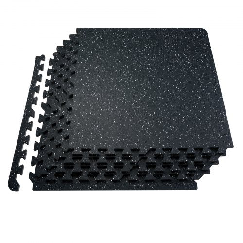 0.56 Inch Thick Gym Floor Mats, 6 Tiles Rubber Top with EVA Foam, 25in
